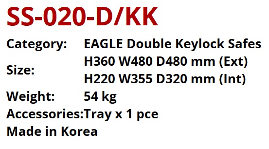 Double Keylock Safes - Dimension