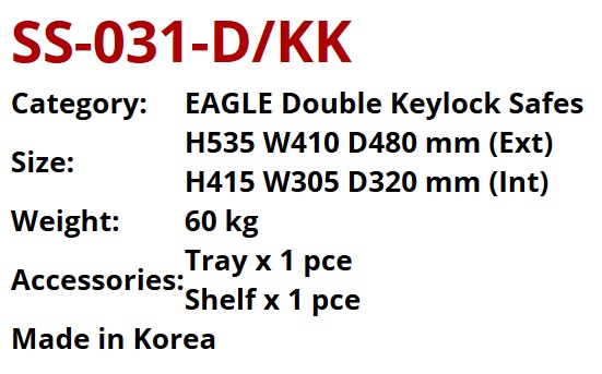 Double Keylock Safes - Dimension