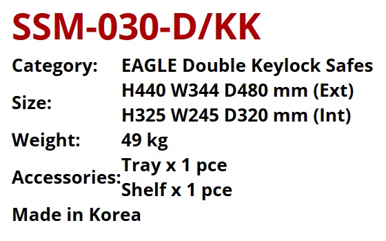 Double Keylock Safes - Dimension
